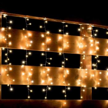 Home MLF 300/WW micro LED-es cluster fényfüggöny, 3×0,5 m / 300 db melegfehér micro LED, 8 fényprogram, távirányító, hálózati adapter, kül- és beltéri kép