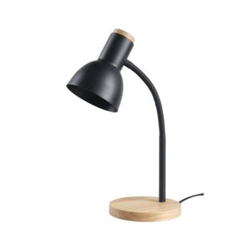HOME&OFFICE asztali lámpa JOLLY E27 fekete fa talppal fényforrás nélkül 5301620 VITO kép