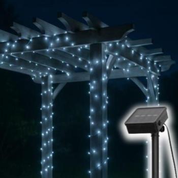 Home SLC200WH szolár fényfüzér, 200db hidegfehér LED, 14m hosszúság, zöld vezeték, kültéri kivitel kép