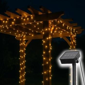 Home SLC200WW szolár fényfüzér, 200db melegfehér LED, 14m hosszúság, zöld vezeték, kültéri kivitel kép