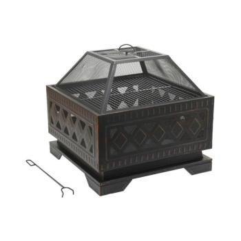 Hordozható fa tűzrakóhely rostéllyal fekete/patina 13009 kép