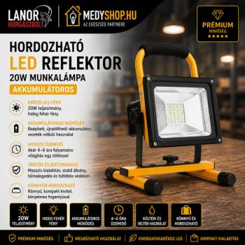 Hordozható LED reflektor 20W munkalámpa akkumulátoros – sárga/fekete