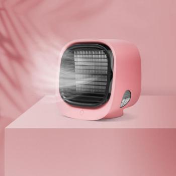 Hordozható mini léghűtő ventilátor – USB – rózsaszín kép