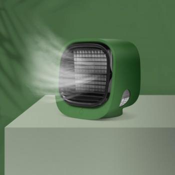 Hordozható mini léghűtő ventilátor – USB – zöld kép