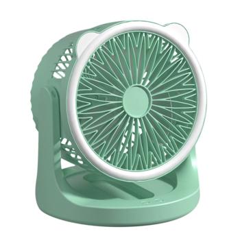 Hordozható mini újratölthető asztali ventilátor praktikus LED lámpával – 180°-ban forgatható, 3 sebességes (BBJH) kép