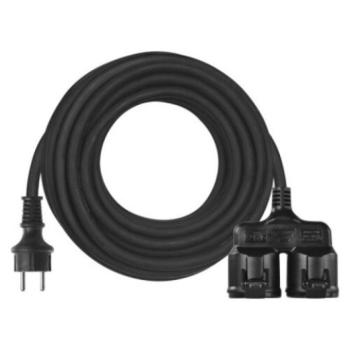 Hosszabbító 15 m, 2 aljzat, fekete, gumi, 250 V, 1,5 mm2, 230V, IP44, EMOS, P0702 kép