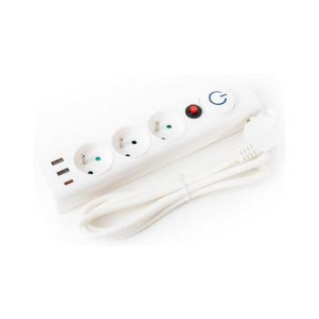 Hosszabbító 3Z E-típus kapcsolóval + 2xUSB-A + 1xUSB-C 1,5m FL3F15WUSB kép