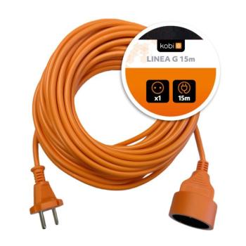 Hosszabbító kábel LINEA G 1 aljzat/15m/földelés nélkül/2x1mm narancssárga KOBI-004700 kép