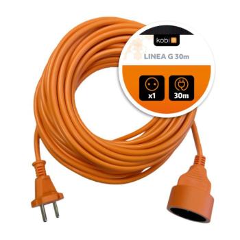 Hosszabbító kábel LINEA G 1 aljzat/30m/földelés nélkül/2x1mm narancssárga KOBI-004703 kép