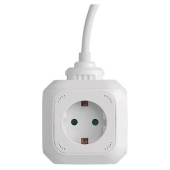 Hosszabbító - kocka 1,9 m, 4 aljzat, fehér, PVC, USB, 1,5 mm2, EMOS, P04219GU kép