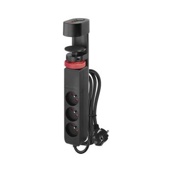 Hosszabító kábel asztali rögzítéssel 3Z + 3xUSB 1,5m fekete P1311PD kép