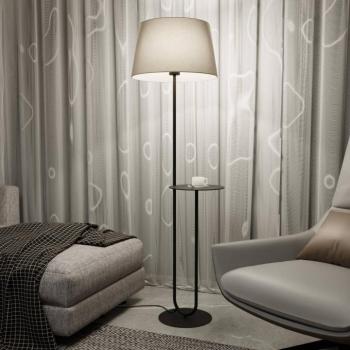 Hotel állólámpa, bézs/fekete, magasság 150 cm, szövet/fém kép