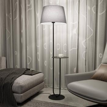 Hotel állólámpa, szürke/fekete, magasság 150 cm, szövet/fém kép