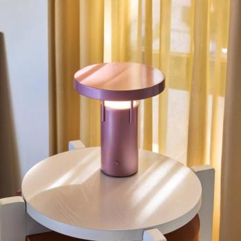 HÜBSCH LED tölthető asztali világítás BringMe Mini, rózsaszín fém, 20 cm kép