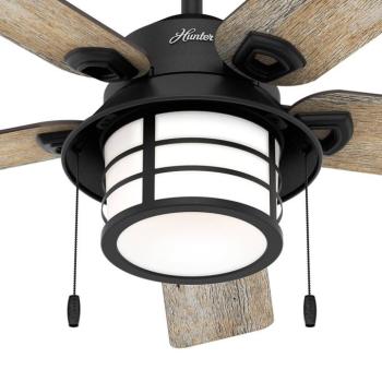 Hunter Santorini ventilátor lámpával, fa/fekete kép