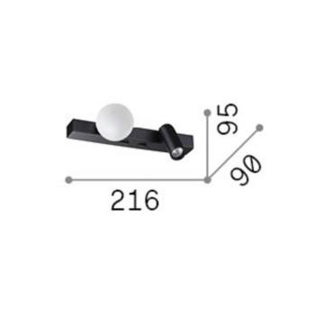 IDEAL LUX Binomi fekete LED fali lámpa, szélesség 22 cm, 2 izzós kép