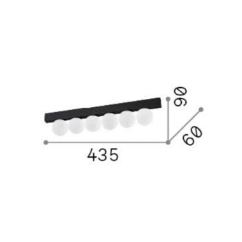 IDEAL LUX Binomio LED mennyezeti lámpa, fekete, hossza 44 cm, 6 izzós kép