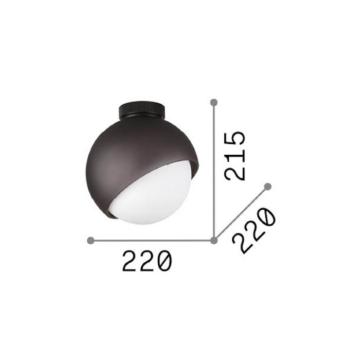 IDEAL LUX Bloom mennyezeti lámpa, átmérő 22 cm, fekete, fém/üveg kép