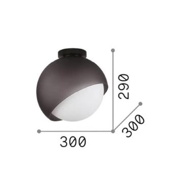 IDEAL LUX Bloom mennyezeti lámpa, Ø 30 cm, fekete, fém/üveg kép