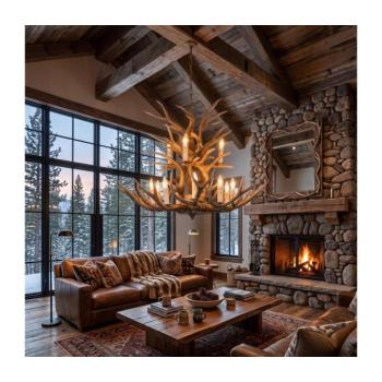 Ideal Lux - CHALET lógólámpa 12xE14/40W/230V láncon, szarvasagancs dizájn 113975 kép