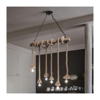 Ideal Lux - Csillár zsinóron CANAPA 6xE27/15W/230V barna 134826 kép