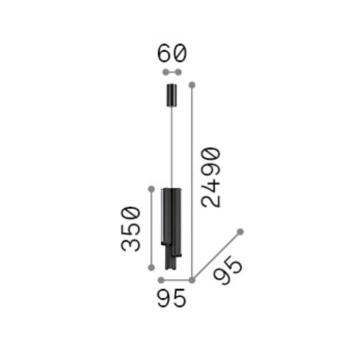 IDEAL LUX Dorica LED lógó lámpa, fekete, Ø 9 cm, fém, 3 izzós kép