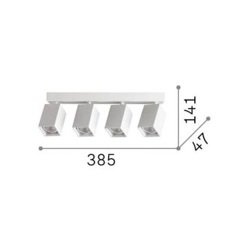 IDEAL LUX Dynamite Square mennyezeti spotlámpa, fehér, 38 cm, 4 izzós kép
