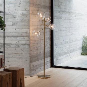 IDEAL LUX Equinoxe álló lámpa, sárgaréz/átlátszó, magasság 166 cm kép