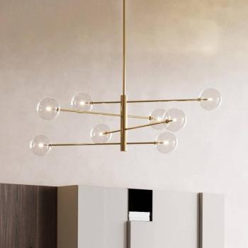 IDEAL LUX Equinoxe lógó lámpa, sárgaréz/átlátszó, 8 izzós kép