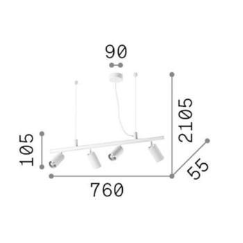 Ideal Lux függőlámpa Dynamite sárgaréz/fekete fém 4 lámpás. kép