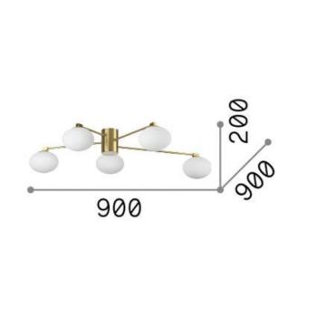 Ideal Lux Hermes mennyezeti lámpa, fehér, 90 cm, 5 lámpa, üveg kép