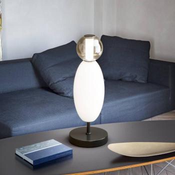 Ideal Lux LED asztali lámpa Lumiere, üveg opál/szürke, magasság 50 cm kép