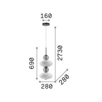Ideal Lux LED-es függőlámpa Lumiere-2, opál/szürke üveg kép