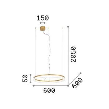 Ideal Lux LED-es lógólámpa Crown Ø 60 cm, sárgaréz színű fém kép