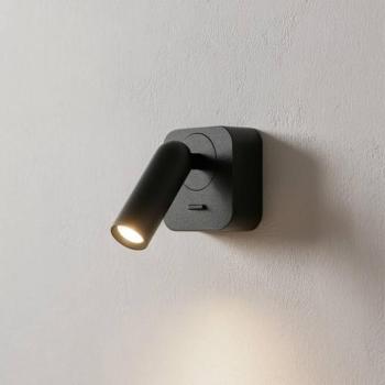 IDEAL LUX LED fali spotlámpa „Bean”, fekete, szélesség 7 cm, fém kép