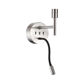 Ideal Lux - LED Flexib. lámpa tartóval SET UP 1xE27/42W+LED/3W/230V USB króm 259833 kép