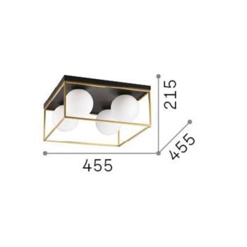 Ideal Lux Lingotto mennyezeti lámpa, 4 lámpás, fekete, opálüveg, fekete, kép