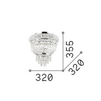 IDEAL LUX mennyezeti lámpa, Dubai, króm/átlátszó, Ø 32 cm, kristály kép