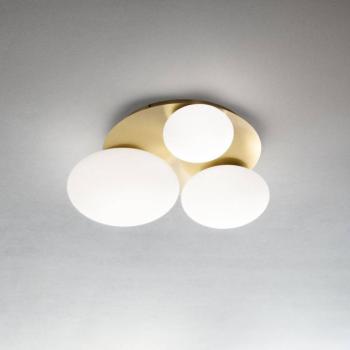 Ideal Lux Ninfea mennyezeti lámpa, sárgaréz színű, opálüveg, 3 lámpás. kép