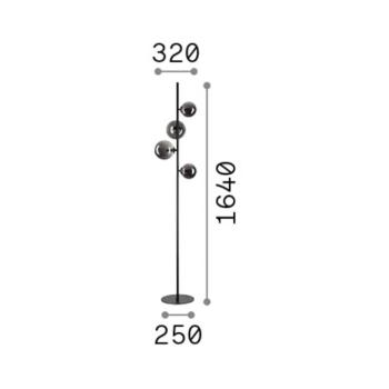 IDEAL LUX Perlage álló lámpa, sárgaréz/fehér, magasság 164 cm, 4 izzós kép