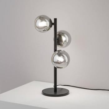 IDEAL LUX Perlage asztali lámpa, fekete/füstös szürke, magasság 43 cm, 3 izzós kép