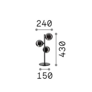 IDEAL LUX Perlage asztali lámpa, sárgaréz/fehér, magasság 43 cm, 3 izzós kép