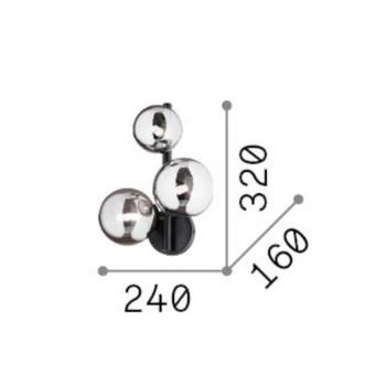 IDEAL LUX Perlage fali lámpa, sárgaréz/borostyán, 3 izzós kép