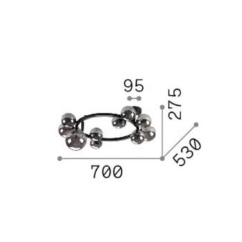 IDEAL LUX Perlage mennyezeti lámpa, sárgaréz/fehér, hossza 70 cm, 10 izzós kép