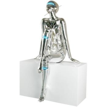 IMMAX SILUETTE CYBER GIRL - 120 socha shiny electroplated silver (chrom) sklolaminát 3 W