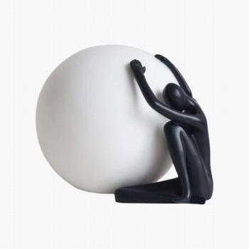 IMMAX SILUETTE Moon Lady - 53 cm, socha, dekorační lampa, černá, sklolaminát, 1xE27 kép