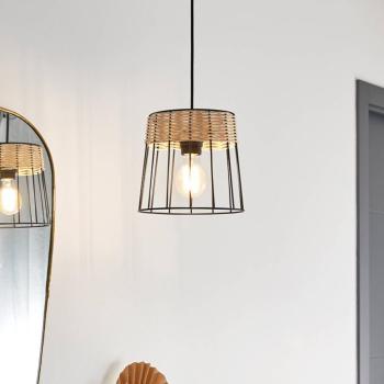 Indah lógó világítás, fekete, Ø 20 cm, fém/rattan kép