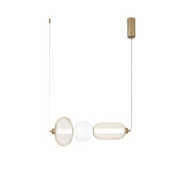 INKAS LED lógó lámpa, magasság 53 cm, arany színű üveg/fém CCT kép