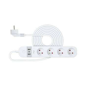 - Intelligens hosszabbító vezeték kapcsolóval 4Z + 2xUSB-A+1xUSB-C 1,5m Wi-Fi Tuya fehér 52000391 kép