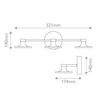Issa LED fali világítás, arany színű, 52 cm, 3 izzós, fém, IP44 kép